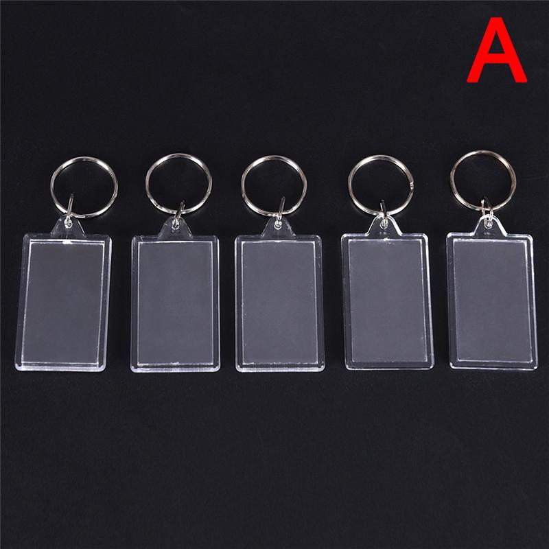 5Pcs Transparent Blank Insert Photo Picture Frame Keyring Key Chain Diy Gifts