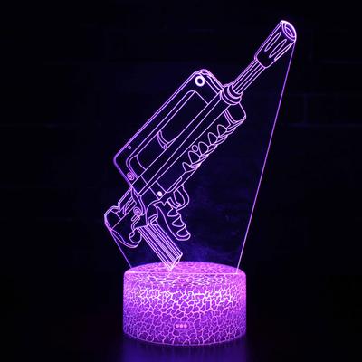 3D ночник Креативные подарки Серия Огнестрельное оружие Маленький настольный светильник Атмосфера для общежития Цветной светодиодный ночник