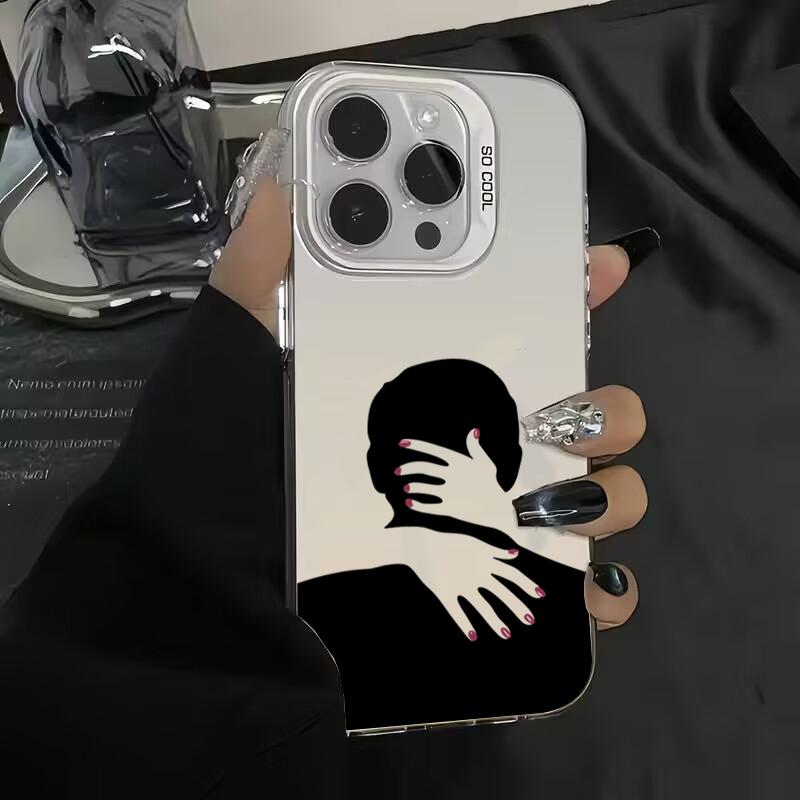 Art Hug Sexy Silhouettes Phone Case For iPhone 15 13 12 11 14 Pro Max Mini XR XS 7 8 Plus SE Plating Matte Lens Protection Cover