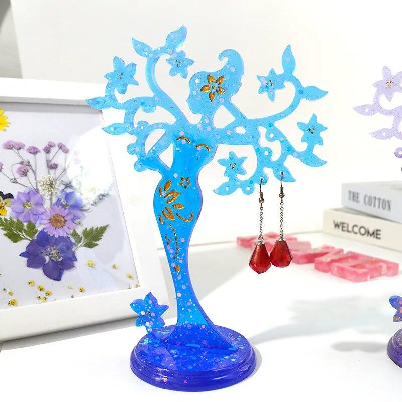 DIY Crystal Epoxy Resin Mold Set DIY Jewelry Stand Mold Jewelry Display Stand Mirror Swing Table Silicone Mold