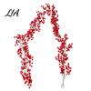 Indoor Wall Mounted Floral Decoration Artificial Red Berry Garland, Hanging Vine Swag, Christmas Holiday Door Lifelike for Wedding Frame Decor,