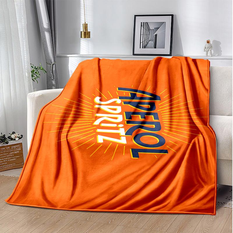 Aperol Spritz Flannel Blanket Soft Warm All-Season Throw, Design for Camping, Car Travel, Hiking Sofa, Bed, Office Perfect Gift for Parties