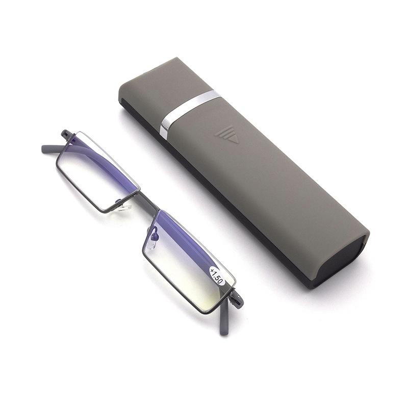 Очки для чтения унисекс с защитой от синего света, полуободковая высококачественная подставка для ручки, металлические квадратные очки для чтения, очки TR90, линзы +0 +400
