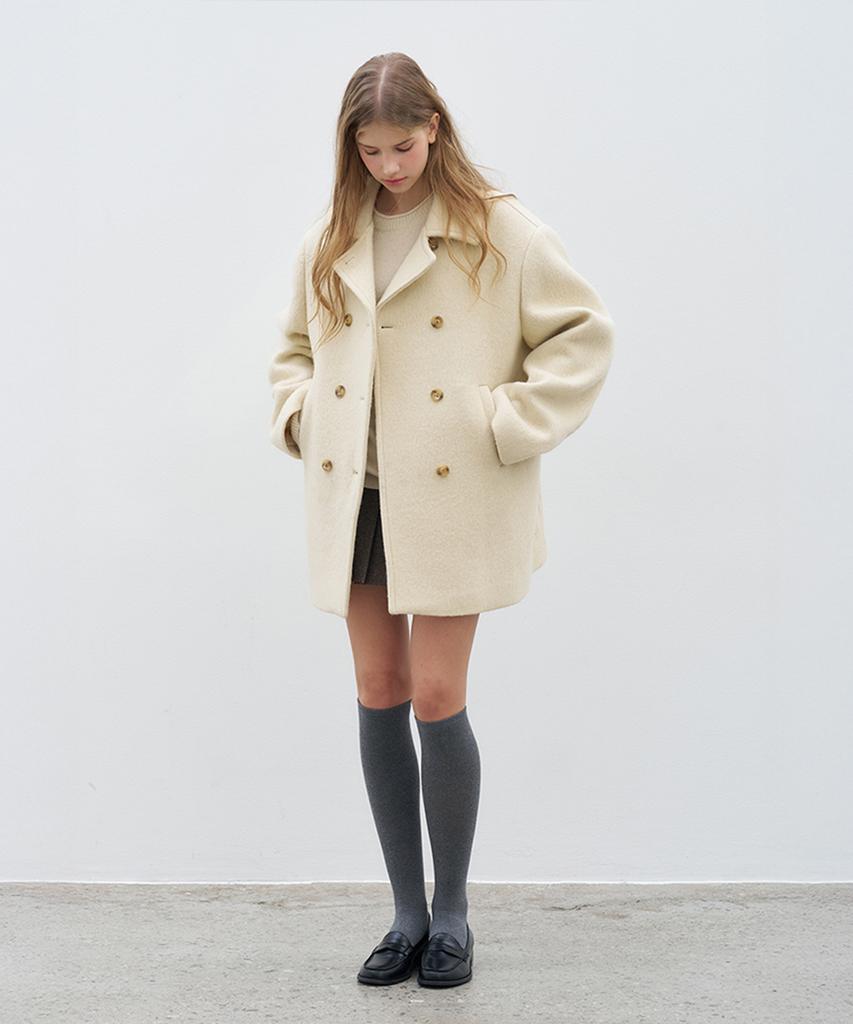Vem.Ver Wool Blended Double Button Half Coat_Cream