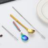 Stainless Steel Straw Spoon Retractable Design Two-in-One Function Easy To Clean Telescopic Straw Brush
