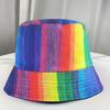 Женская и мужская шляпа-ведро Радужная шляпа с цветными блоками Двусторонняя носимая шляпа для бассейна Летняя уличная шляпа от солнца Модная красочная рыбацкая шляпа для путешествий
