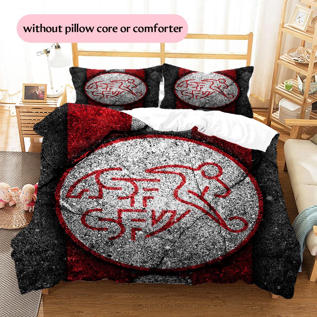 Switzerland national football Pattern Bedding Home Decoration Birthday Gift (1 * duvet cover + 2 * pillowcase, without core),fan merchandise.