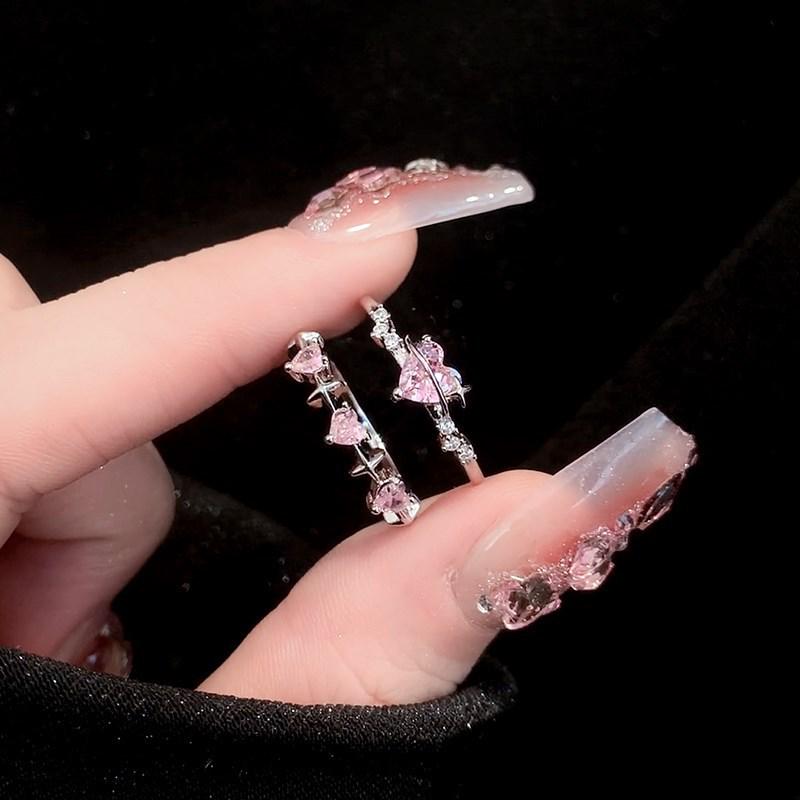 Регулируемое кольцо Barbie Pink Diamond Heart - Женское нишевое или для мизинца