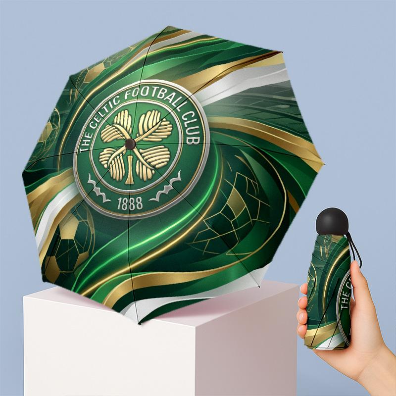 Celtic FC Mini 5 Fold Pocket Umbrella Compact Lightweight Anti UV Rain Sun Protection Umbrella Portable Travel Umbrella