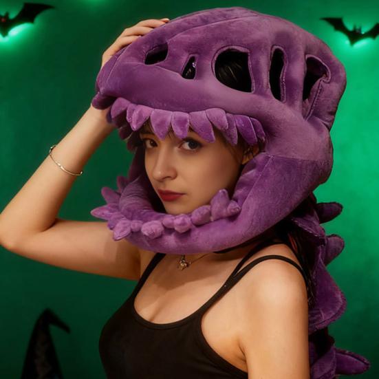 Комплект костюма скелета динозавра Реалистичный плюшевый наряд динозавра с деталями позвоночника Повязка на голову Забавный аксессуар для костюма динозавра