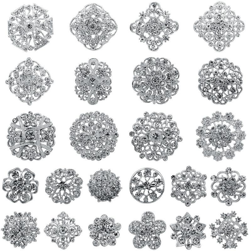 Weiman Jewelry 24 шт. Смешанные цвета Хрустальные стразы Броши-булавки Набор для DIY Свадебных букетов Приглашений Сделанный Подарок