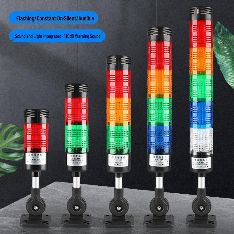 Световая башня Qinyang LED, 3 яруса: 24-вольтовый сигнальный индикатор для станков с ЧПУ со звуковой и визуальной сигнализацией