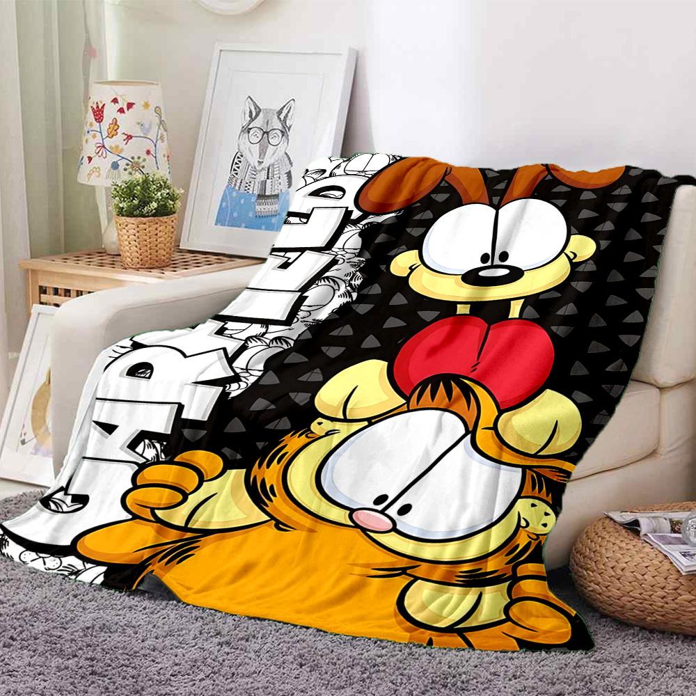 1 шт. Фланелевое покрывало с героями Garfield, HD-печать, легкое, мягкое, теплое, всесезонное, для дивана, кровати, путешествий, кемпинга, можно стирать в машине