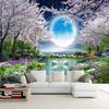 Mural Wall Paper Moon Cherry Blossom Tree Nature Landscape Wall Painting Living Room Bedroom Photo Wallpaper Home Decor Fresco Poster