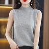 Sleeveless Women's Semi-turtleneck Bottoming T Shirt Fashion Pullover Knitted Sweater Vest Solid Color Female Elegant Casual Simple Tees Tops 3215