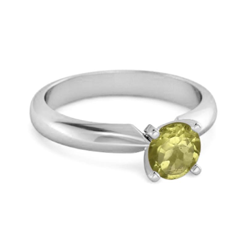 Solitaire 0.25 Cts Brilliant Cut Peridot 925 Silver Promise Ring