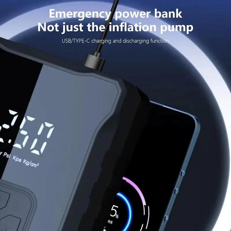 Автомобильный воздушный компрессор 150PSI Автомобильный воздушный насос Многофункциональный электрический насос для накачивания шин Цифровой дисплей Мотоциклетный насос для накачивания велосипедов