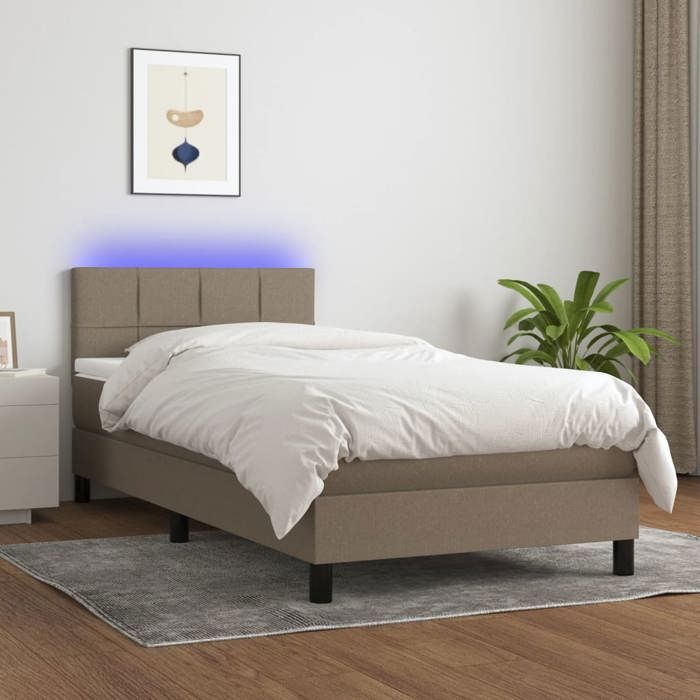 Maison Exclusive - Sommier à lattes de lit avec matelas LED Taupe 100x200 cm Tissu