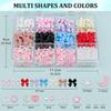 12Grids/Box Mixed Resin Bowknot Nail Charms 3D Colorful Bow Kawaii Rhinestone Nail Art Decorations DIY Manicure Parts Pen Tweeze