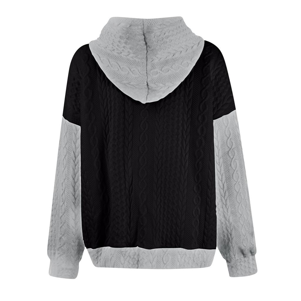 Women's Patchwork Fashion Comfortable Casual Hooded Long Sleeve Sweatshirt