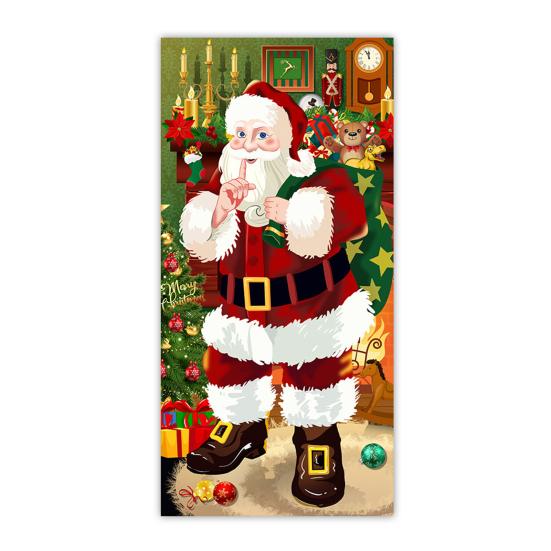 Christmas Door Curtain Santa Claus Door Cover Banner Reusable Photo Backdrop Door Cover for Indoor Outdoor Festive Decor