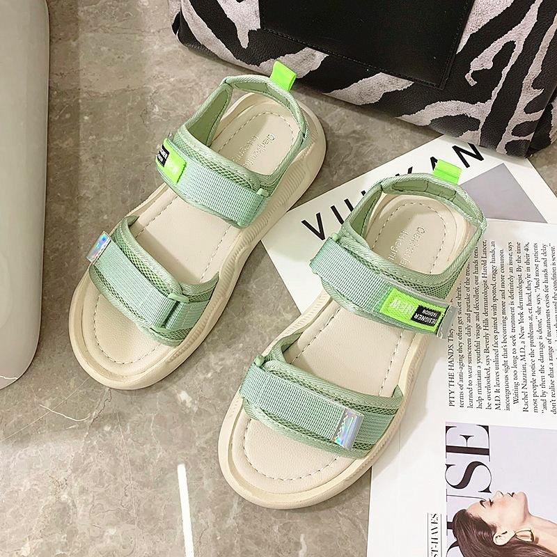 Мода 2024 Лето Новые Спортивные Нескользящие Сандалии Женские Сшитые Дизайн Сандалии На Толстой Подошве Женские Пляжные Отдыха Повседневная Обувь