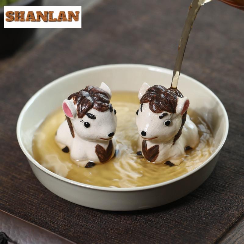 Yixing Zisha Wealth Little Horse Tea Pet Retro Tea Sculpture Tea Figurine Play Toys Tea Statue Ornaments Supplies Craftsmanship