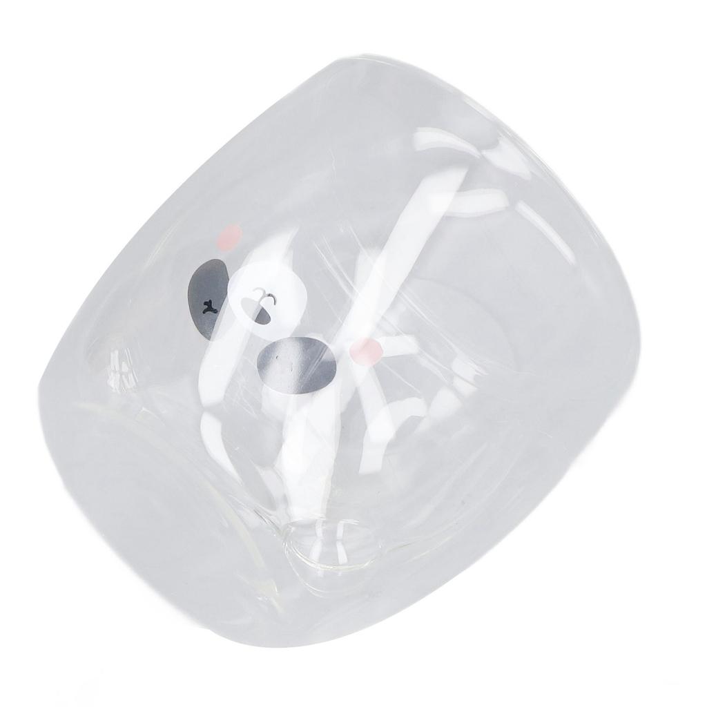 Cute Double Wall Glass Mug 250ML Heat Resistant Bear Appearance Coffee Glass Cup for Home Office Library Gifts Smile