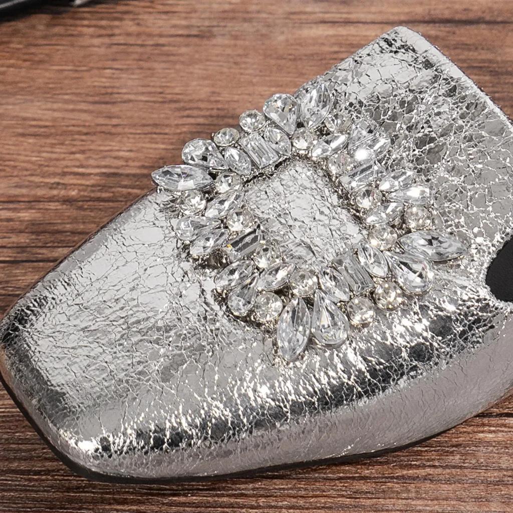 Женские тапочки с квадратным носком на плоской подошве, летние новые мюли со стразами и пряжкой, женские легкие повседневные шлепанцы для активного отдыха