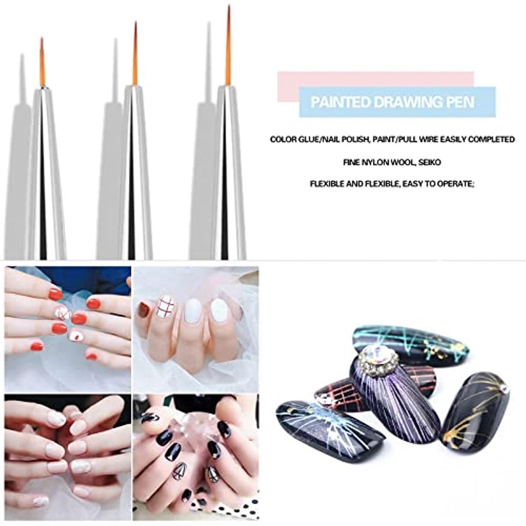 6 Pcs Nail Detail Brush Professional Paint Brush Nail Detail Brush Nail Set for DIY Nail Art Designs Purple Blue