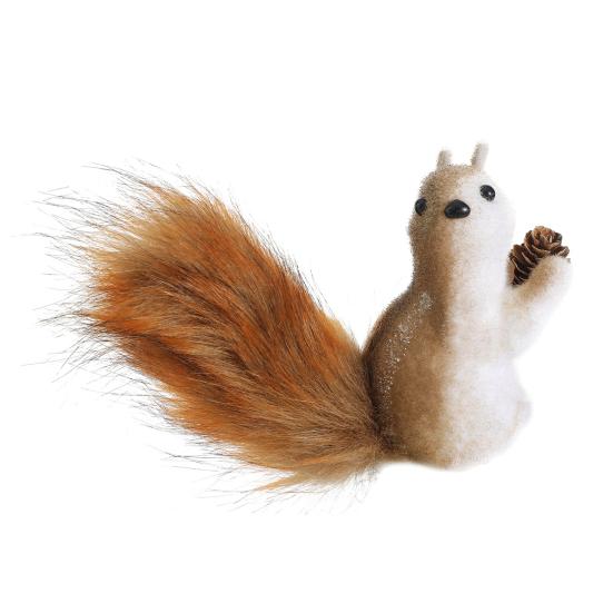 Foam Squirrel Ornament 3D Artificial Squirrel Figurine with Pine Cones Berries Cute Fake Animal Christmas Tree Hanging Decoration for Winter