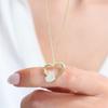 Sparkling Heart Meeting Gold Color Silver Necklace