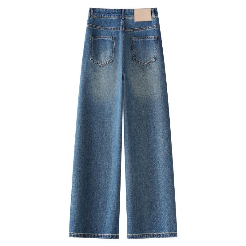 Женские джинсы с высокой талией, в стиле ретро, зауженные - Весна/Осень 2025. Брюки широкие от бедра для фигуры типа "груша".