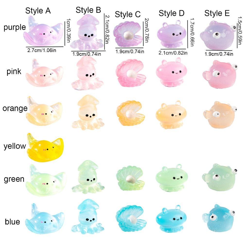 Серия Морских Животных Модель Морской Рыбы Светящиеся Цветные Морские Животные Миниатюрные Смоляные Светящиеся Медузы Украшение Аквариум