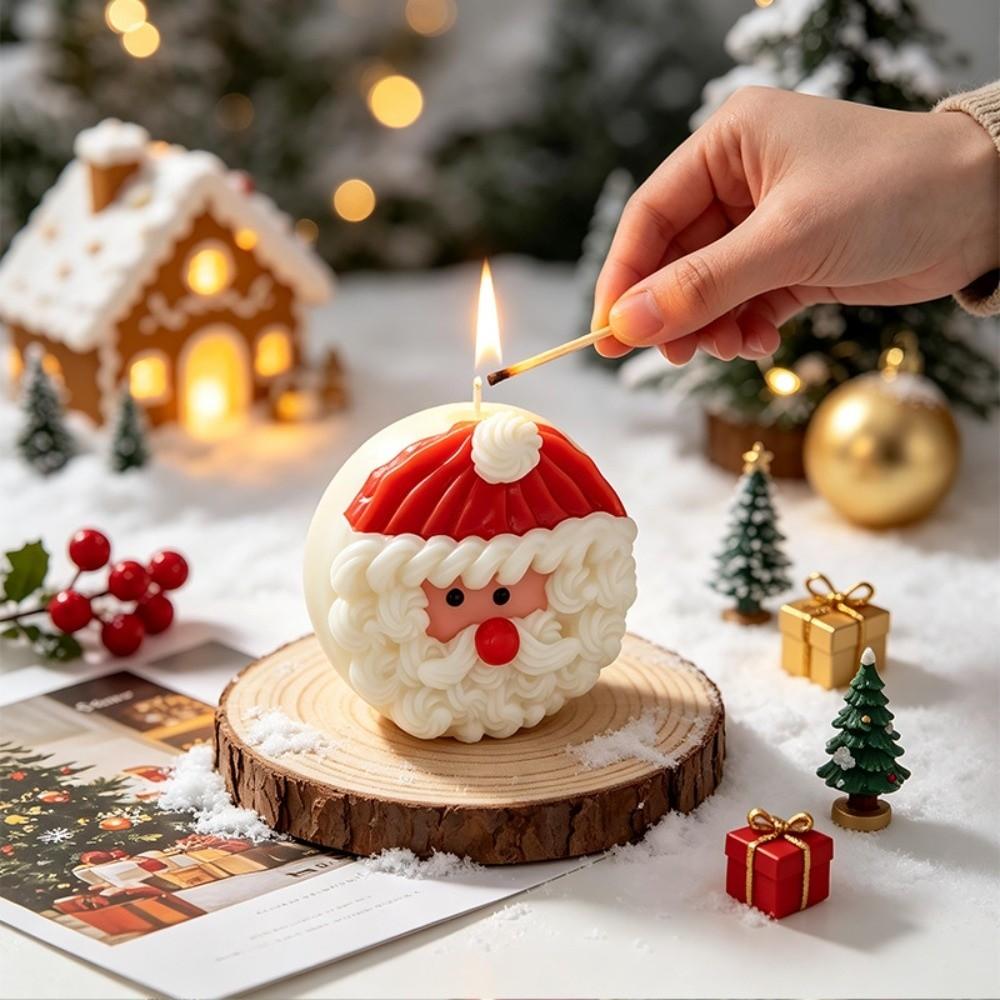 Round/Triangular Shape Silicone Candle Mold Non-Stick Santa Claus Mold Home Decoration