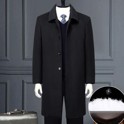 Зимнее длинное кашемировое пальто с лацканами для мужчин среднего и пожилого возраста, пуховик, утепленная ветровка в стиле папы