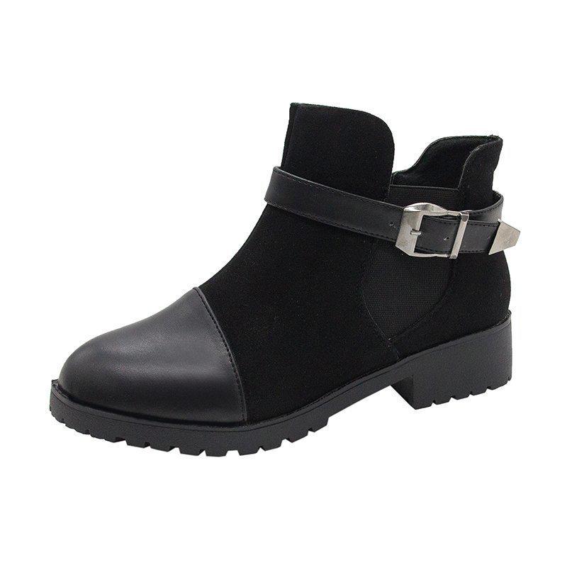 New Fashion Women Boots Autumn Winter Buckle Shoes High Heels Round Toe Platform Ankle Boots for Women Puls Size