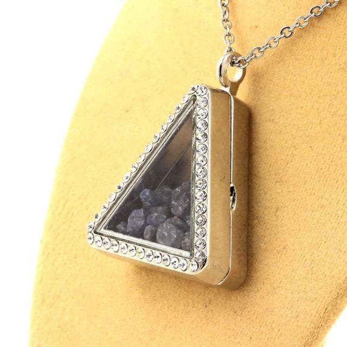 Stones and Minerals. Raw Sapphire Necklace. Triangle Model.