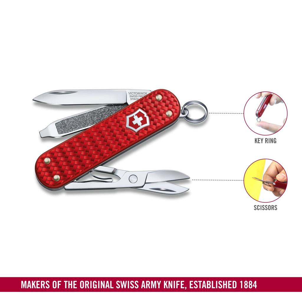Victorinox Классический драгоценный нож ALOX Collection Iconic Red Multifunction Knife с ножницами для кемпинга и плоской отверткой, оснащенной гвоздем