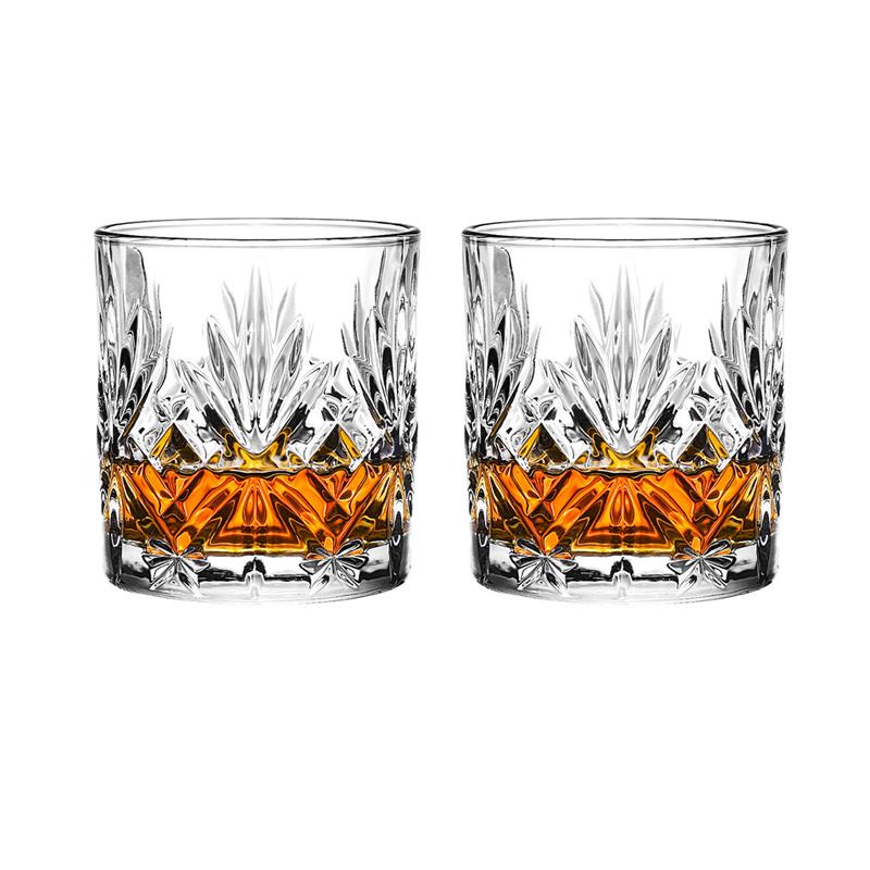 2pcs Sets Creative Carved Wine Glass Transparent Whiskey Glass Vintage Cocktail Glass Drinking Glasses Bar Foreign Wine Glass