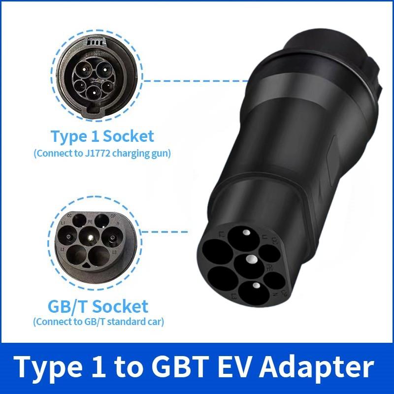 Адаптер зарядки электромобиля Teschev Type 1 на GBT, адаптер Type1 на GBT 32A, адаптер зарядного устройства электромобиля SAE J1772 на GBT