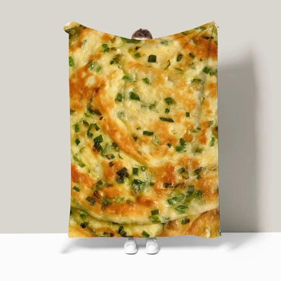 Fun Pancake Flannel Blanket, Creative Realistic Pancake Pattern Nap Blanket, Soft Cozy Throw Blanket for Sofa Couch Office Dormitory
