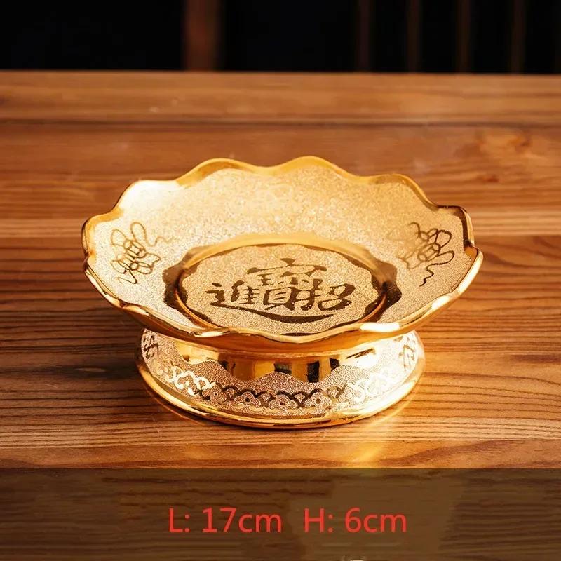 1 шт. Китайские буддийские тарелки Керамика Гуаньинь Бог богатства Подношение Фрукты Тарелка Высокая Нога Подношение Буддийские принадлежности