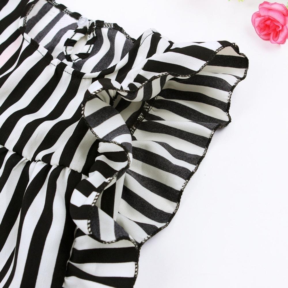 Летний детский полосатый шифоновый топ для девочек и черные шорты, комплект из 2 предметов, одежда для детей 2–6 лет