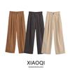 Fashion Style 2024 Autumn New Women's Clothing Easiest for Match Black High Waist Drape Straight-leg Pleated Pants Pants 3152521
