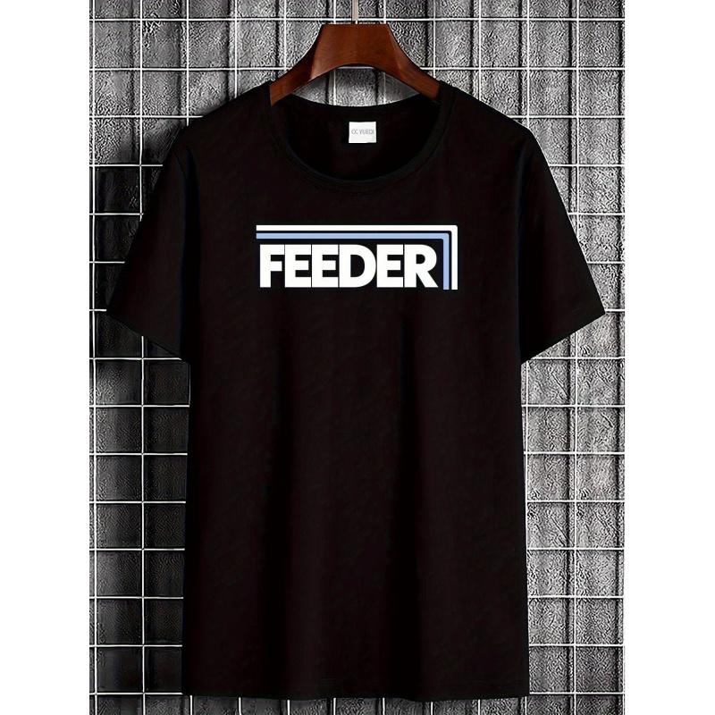 2003 Graphic Tee - A Black Vintage Band Shirt Featuring FEEDER Lettering, Made from Soft And Breathable Fabric, with a Classic Crew Neck Design,