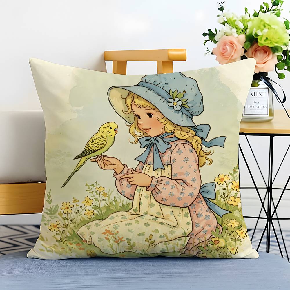 Art Sarah Kay S-Swing Girl-MT Pillow Case Printed Brushed Fleece Pillow Baby Skin-Touch Eco-Friendly Dye-Sublimat