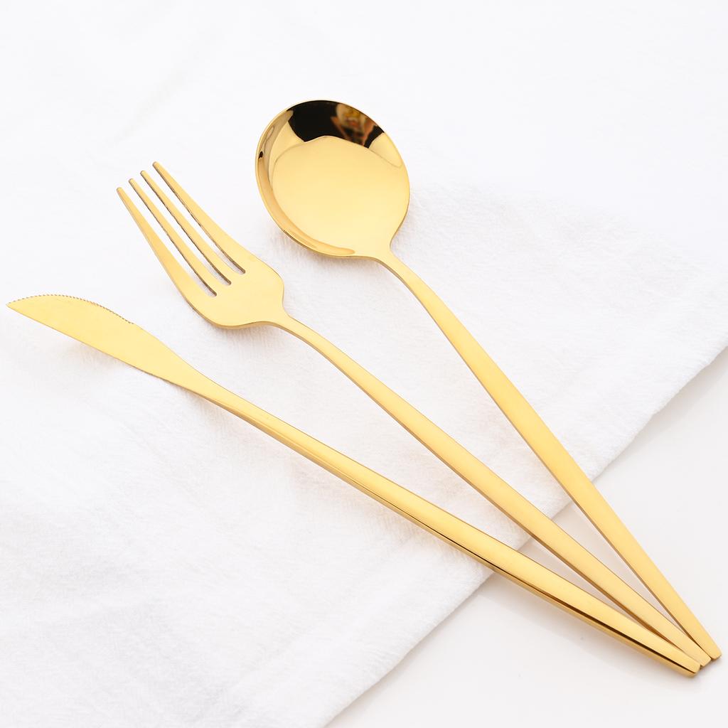 20 шт. золотой набор столовой посуды, нож, десертная вилка, ложки, столовые приборы, столовые приборы высокого качества, столовое серебро из нержавеющей стали, кухонная посуда