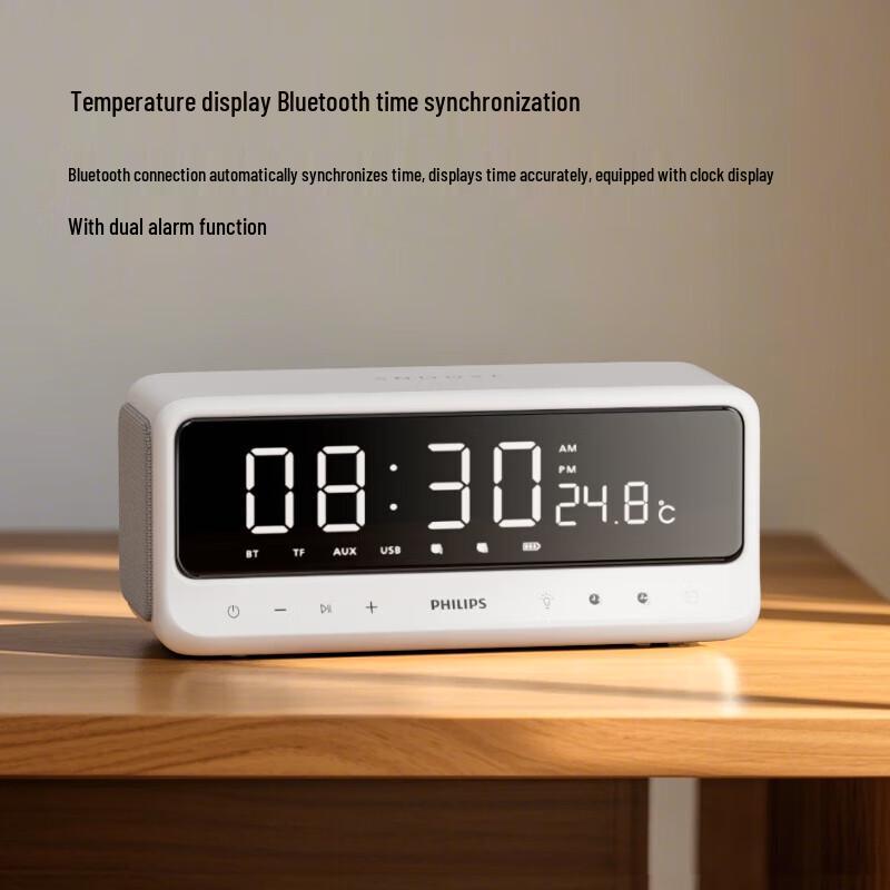 Philips TAS3609 Bluetooth Speaker with Alarm Clock and Mirror Display