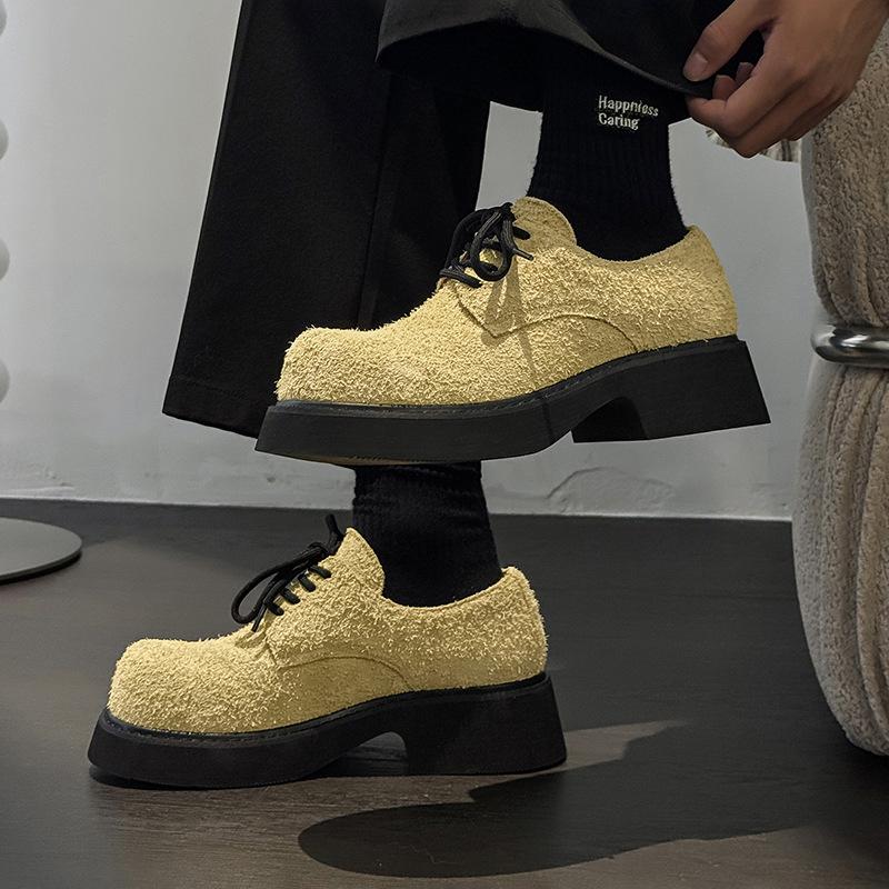 Туфли с большой головой мужские туфли трендовые черные нишевые Микки с высоким чувством дерби на толстой подошве с увеличением роста хулиганские красивые 9522-H